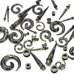 Tunnels et dilatateurs d'<span class=keywords><strong>oreille</strong></span> tendance en acrylique noir, pour le piercing et l'élargissement des oreilles, bijoux de corps originaux 1.6-20mm - Product Image 1