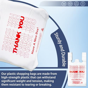 Sac de courses réutilisable en plastique HDPE/LDPE épais avec logo personnalisé pour supermarché ou épicerie, type gilet ou T-shirt - Product Image 5