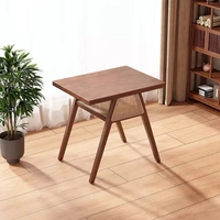 Moderne petit carré café thé ensemble en bois massif balcon Table à manger chaises en rotin loisirs cour négociation empilable stockage