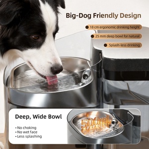 Fontaine à eau pour grand chien 11L, super grande, avec séparation eau propre/eau sale, hauteur 18cm, distributeur automatique pour animaux de compagnie en acier inoxydable - Product Image 4