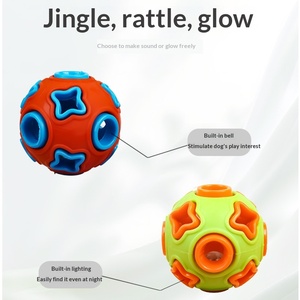 Juguete Masticable para Perros Resistente de TPR con Sonido, Bola Brillante con Campana en el Interior para Limpieza de Molares de Perros Pequeños y Medianos Ciegos - Product Image 3