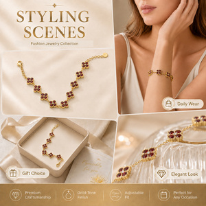 Bracelet en chaîne à plusieurs brins en acier inoxydable plaqué or OEM ODM pour femmes, cadeau, logo personnalisé, bijoux en gros - Product Image 2