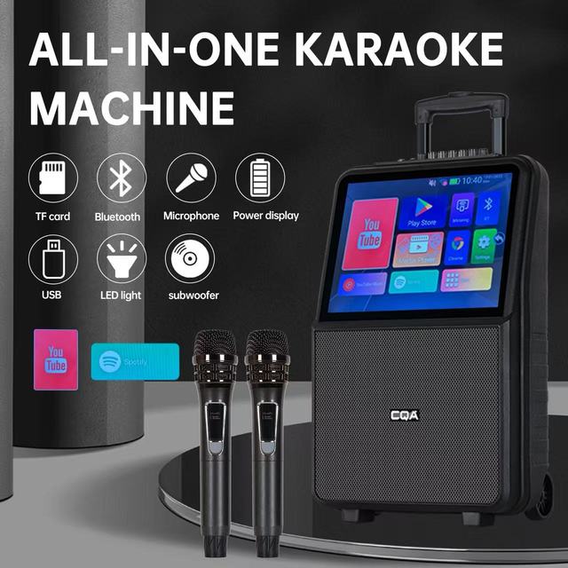 K10 All-In-One Karaoke Machine 30W Portable for 5.3 Speaker IPX4 Waterproof 14.1-inch Display Screen for Home Outdoor Use