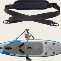 Sangle d'épaule réglable, ceinture de transport rembourrée, crochets métalliques pour planche de surf, accessoires noirs