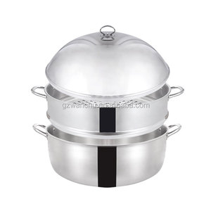 Marmite à <span class=keywords><strong>Couscous</strong></span> Chauffante Professionnelle en Acier Inoxydable 55 cm, Vapeur à Dim Sum en Acier Alimentaire, Ensemble Cocotte et Cuiseur Vapeur 3 Niveaux avec Couvercle - Product Image 2