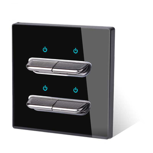 1/2/3/4 Gang 1/2 yollu geçiş açık/kapalı duvar ışık anahtarı mavi arka işık USB şarj cam Panel siyah - Product Image 3