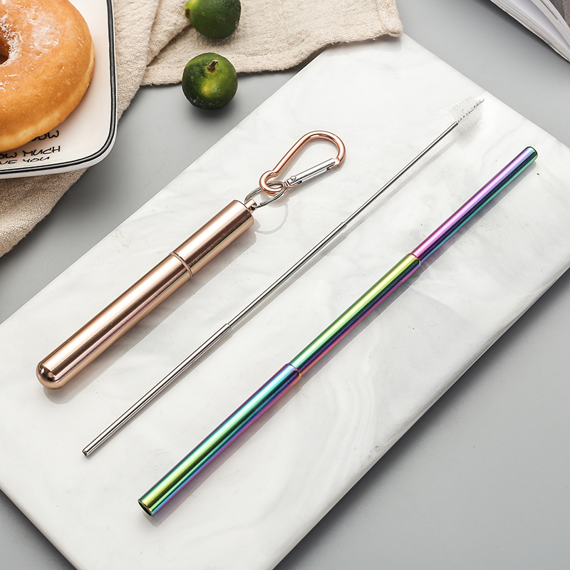 gold case+rainbow straw