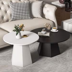 Modern Round Coffee <b>Table</b> Combination <b>Marble</b> Top Baking Paint Living Room Furniture For Small Apartments - Product Image 1