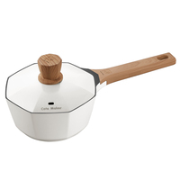 Casserole octogonale antiadhésive en céramique écologique de 18 cm, 1,6 L avec couvercle, compatible induction, en métal