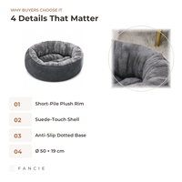 Lit-canapé rond et moelleux en tissu pour chat et chien avec rebord surélevé pour le sommeil en intérieur, pour petits animaux, utilisation à la maison, dans la cage ou en voiture