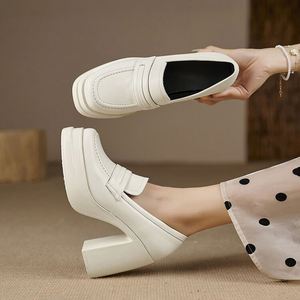Cialisa Eleganti <span class=keywords><strong>Mocassini</strong></span> con Plateau 2025 Autunno Scarpe in Vera Pelle di Alta Qualità Punta Tonda Slip-On Tacchi Alti Chunky Nuovi Pump da <span class=keywords><strong>Donna</strong></span> - Product Image 3