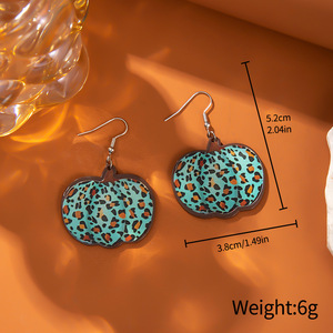 Boucles d'oreilles en forme de citrouille à imprimé léopard, pour l'automne, Halloween, Thanksgiving, bijoux à la mode D1291D1293 - Product Image 5