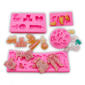 B0534 bé Quần áo loạt Giày chai hình dạng Silicone Bánh sô cô la khuôn cho bé rửa tội - Product Image 2