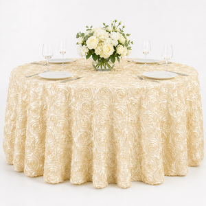 Custom 3D Rosette <b>Table</b> Cloth Raised Rose Banquet <b>Table</b> Cover <b>for</b> Hotel Banquet Bulk Custom Orders - Product Image 1