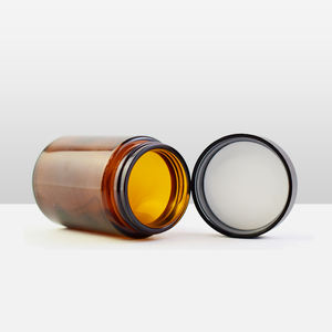 Botella de Vidrio Marrón de Boca Ancha con Tapa de Plástico a Prueba de Niños - Product Image 1