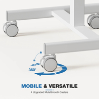 AJUNION 25 pouces bureau à domicile bureau élévateur mobile blanc hauteur réglable bureau pneumatique Mobile table d'ordinateur avec roues