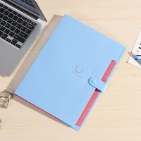 Sac organisateur de documents A4 imperméable, couleur bonbon, plastique PP, dossier à boutons extensible avec 5 pochettes