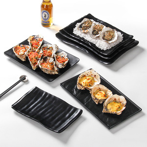 Black Frosted Oyster Plate Heat Resistant Commercial BBQ Seafood Serving Tray For Restaurant Use - Product Image 3