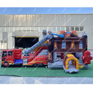 Combo gonflable commercial pour fête, <span class=keywords><strong>camion</strong></span> de pompiers avec toboggan, château gonflable pour <span class=keywords><strong>location</strong></span> de fête - Product Image 2