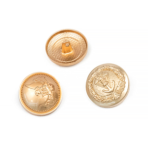 Classic Round Metal Shank <b>Buttons</b> With Embossed Logo Gold Finish Circular Design For Clothing - Product Image 1