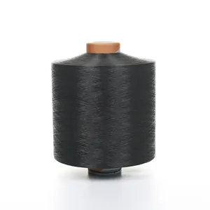 Переработанная черная полиэфирная пряжа 300d 96f с высоким уровнем прокладки для эластичной ткани, китайская фабрика