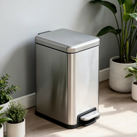 Poubelle rectangulaire en acier inoxydable avec pédale et couvercle à fermeture douce, écologique et silencieuse pour chambre et usage domestique