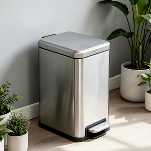 <strong>Rectangle</strong> Stainless Steel Foot Pedal Trash Can with Soft Close Lid Eco-friendly and Quiet for Bedroom and Home Use Garbage <strong>Bin</strong> - Product Image 1