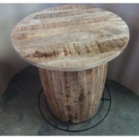 Mesas de Bar Altas de Madera de Mango de Diseño Industrial Urbano Moderno para Exteriores, Hoteles, Apartamentos, para Barriles de Vino y Whisky