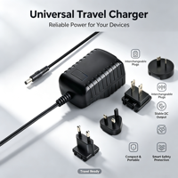 Adaptateur secteur interchangeable 12W 18W, 12V/1A 12V/1.5A 5V/2A 5V/3A, chargeurs universels AC DC avec prises UK US AU EU