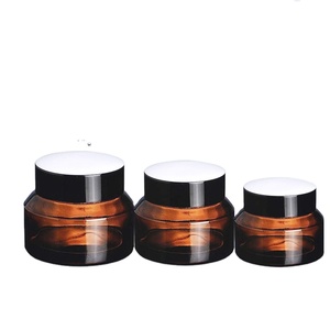 Empty Cosmetics Cream <strong>Ember</strong> Glass Jar with Black Crew <strong>Cup</strong> - Product Image 1