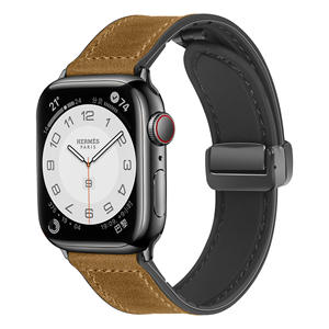 Bracelet magnétique hybride en cuir de silicone pour Apple Watch Band 38 40 41 42 <span class=keywords><strong>44</strong></span> 45 49 <span class=keywords><strong>Mm</strong></span> <span class=keywords><strong>Iwatch</strong></span> Ultra 2 <span class=keywords><strong>Se</strong></span> 9 8 7 6 5 Wristband - Product Image 5