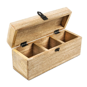 High quality 3-slot divided coffee bags storage container wooden tea bag box tea chest box