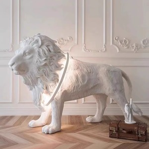 Nordic Creative Designer Lion Sculpture Floor Lamp Plastic Large Animal Ornament for Hotel Art Clothing Store Decoration - Product Image 5