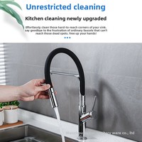 Robinet de cuisine extractible tout cuivre avec valve en céramique, eau chaude/froide, flexible en silicone rotatif pour évier, lavabo, montage sur comptoir