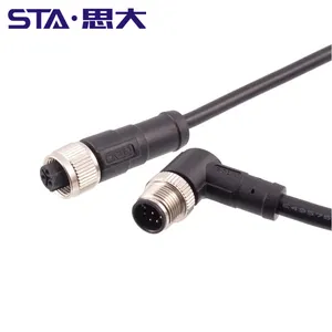 Customized M12 to USB DB9 Shielded Cables PVC TPU Black Cover Molding Plug 5 6 8 12 17 Poles Male to Female Extension Cable