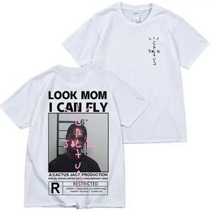 T-shirt Cactus Jack in Cotone di Alta Qualità per Uomo e Donna, Maglietta 'LOOK MOM I CAN FLY' <span class=keywords><strong>ASTROWORLD</strong></span>, T-shirt Hip Hop a Maniche Corte - Product Image 4