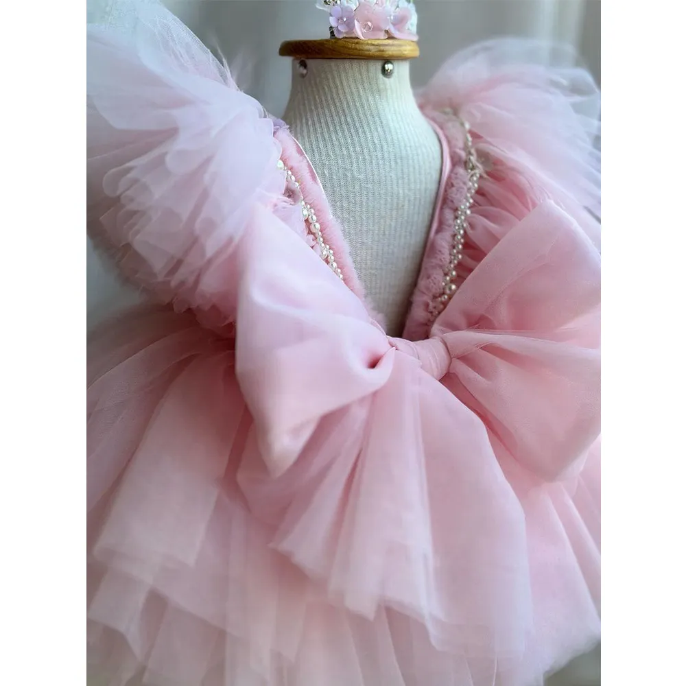 Kids clothes boutique Children's gown ball 3D Embroidery baby girl birthday party dress princess dress for girl
