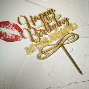 All'ingrosso di alta qualità acrilico <span class=keywords><strong>buon</strong></span> <span class=keywords><strong>compleanno</strong></span> mia moglie/marito torta Topper accessori per torte decorazioni forniture - Product Image 5