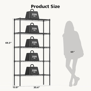 13.78" D X 35.43" W X 69.29" H 5 Tier Metal Wire Rack Shelf Standing <strong>Shelves</strong> Adjustable Steel Shelving Unit Organizers - Product Image 2