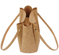 Sac à main seau en liège du Portugal pour femmes Design de couleur pure Bandoulière amovible Cuir végétalien Écologique