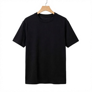 T-shirt noir uni pour homme, col rond, manches courtes, coupe classique, décontracté - Product Image 4