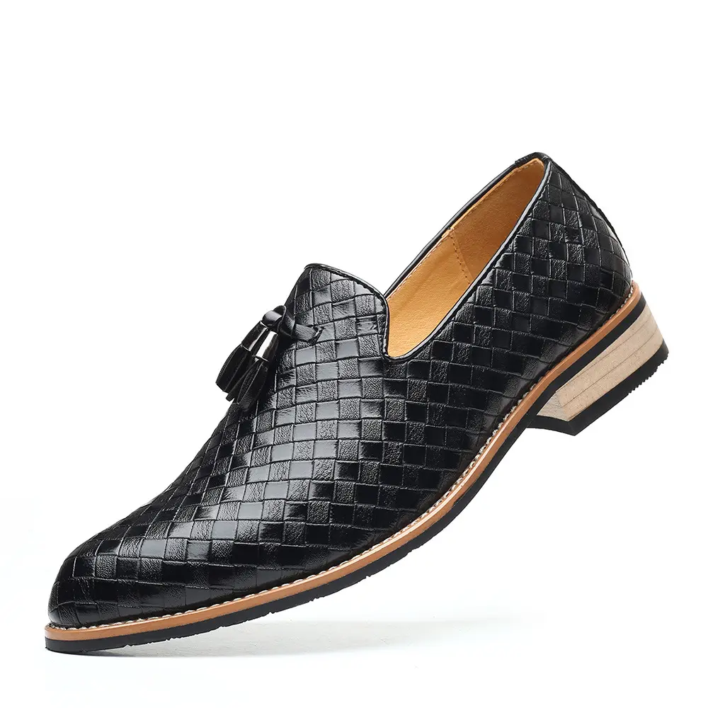sh10959a Size 39 - 47 brogue men footwear 2022 men's dress shoes black leather loafers