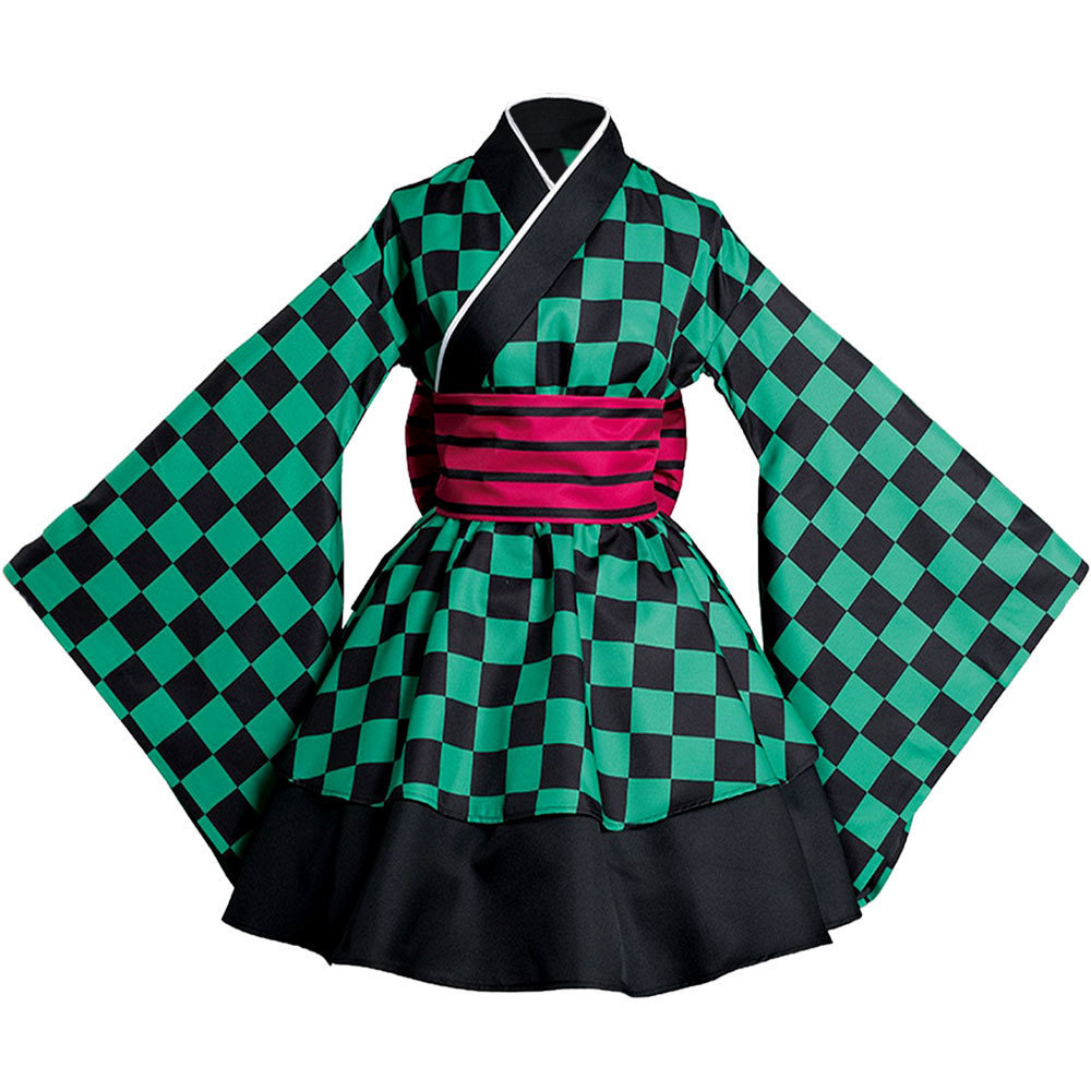 Kimono verde con fascia e grande fiocco