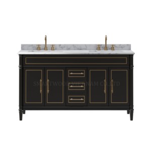 Fácil de limpiar para diseño de apartamento Vietnam moderno mueble de baño de pared de pie con lavabo de porcelana LED - Product Image 4