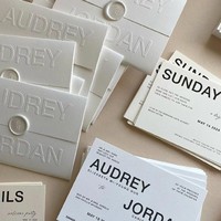 Ensemble d'invitations de mariage personnalisées en papier fait main avec pochette gaufrée, cartes de mariage nordiques