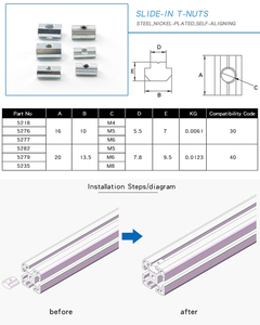 Trung Quốc Nhà sản xuất ODM OEM 5218 5276 5277 M4 <span class=keywords><strong>M5</strong></span> M6 30 trượt trong Nền Kinh Tế t Hạt cho nhôm đùn 3030 mét thép - Product Image 5