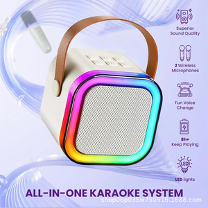 Loa Karaoke Bluetooth di động, hai micro, đèn RGB, không dây, mini, dùng được trong nhà và ngoài trời, tích hợp pin - Product Image 6