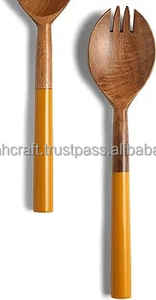 Juego de Cubiertos de Resina y Madera de Diseño Moderno para Servir Ensaladas, con Mango Largo Chapado en Oro con Pulido Espejo para Cocina Moderna - Product Image 2