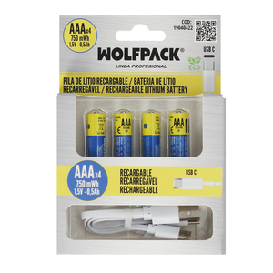 Batteria al Litio Ricaricabile "AAA" 1.5V USB-C (4 Unità) - Product Image 6