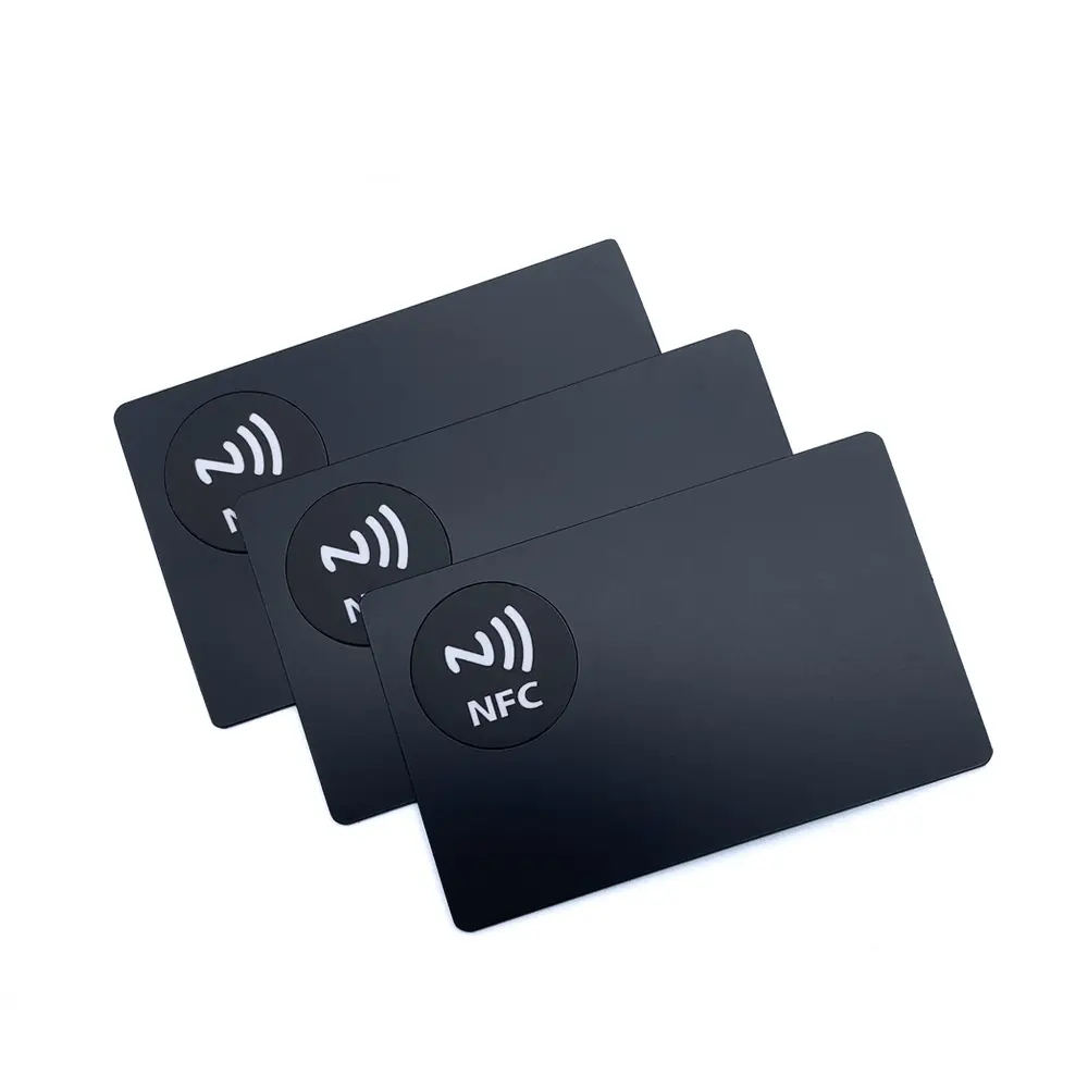 무료 디자인 신용 카드 크기 VIP 회원 레이저 조각 맞춤형 금속 NFC 명함 포장